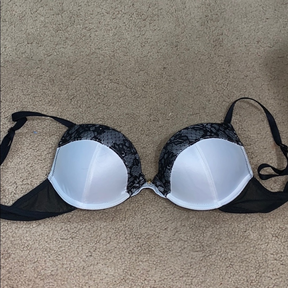 Black and white lace bra
